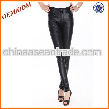 2014 hot sale spring season leather women pants