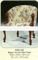 Rope Carved Tub Chair Mahogany Indoor Furniture