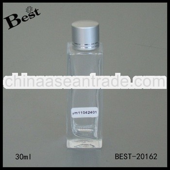 30ml square shaped glass perfume bottle with aluminum screw cap