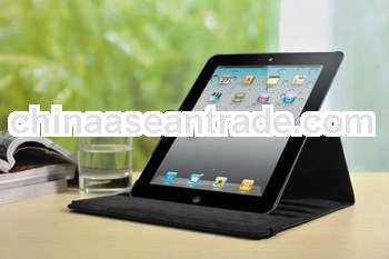 360 Smart Cover Leather Case Rotating Stand for Apple iPad 2 black
