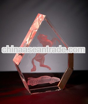 3D Laser Engraving Horse Iceberg Glass Crystal Block