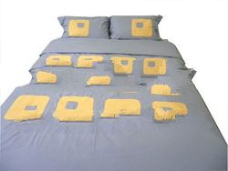 Box Yellow Grey Bed Cover