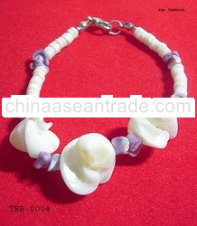 Trendy Bracelets ------TRB-0004 MOP (mother of pearl) manol white cebu beauty orchid with 4-5mm heis