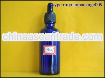 50ml empty small Clear/Green/Blue/Amber glass packing bottles with lids/corks glass container