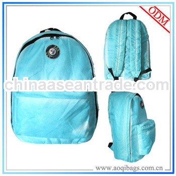 600D polyester blue simple design back pack cheap korean backpack