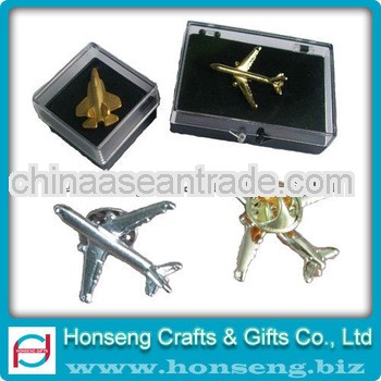 Airplane enamel badge with box package