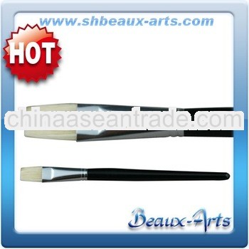 Art gallery supplies(Bleached bristle flat Acrylic Brush with Short, black lacquered handle)