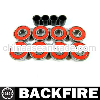 BackfireSet of 8 ABEC 7 Skateboard Longboard 608 Bearings + 4 pc Spacers, Multi Colors