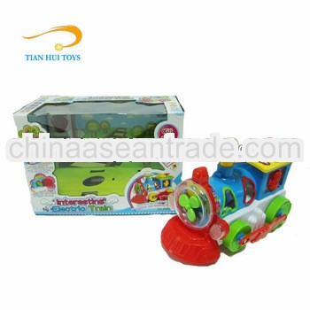 Battery operated lighting with music plastic locomotive for kids toy train