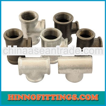 Beaded Pipe fitting malleable iron tee 130