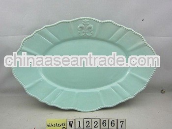 Blue Ceramic Oval Plate