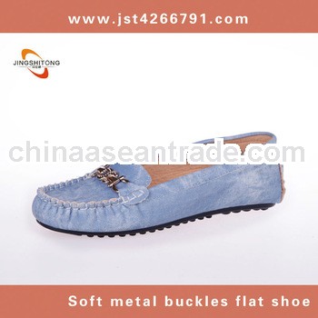 Blue flat casual shoes loafer style for women manufacturing
