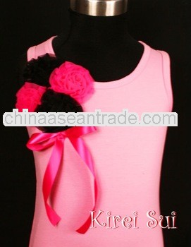 Bunch of Black and Hot Pink Rosettes with Light Pink Tank Top 1-10Y ZN35