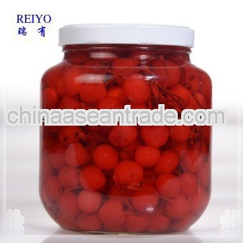 Canned cherries jars red in syrup 820ml in China with stem 2013