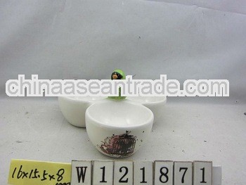 Ceramic Divided Snack Bowl with Bird