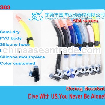  Semi-dry swimming and diving snorkel,professional china snorkelling set