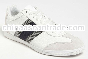  wholesale classically styled bold webbed stripes grained leather suede leather men sneakers