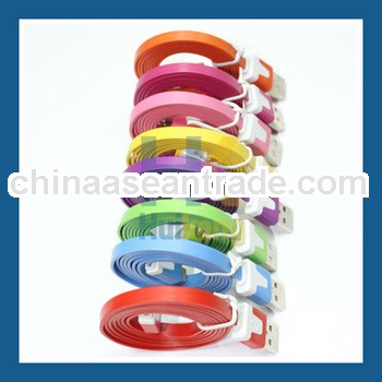 Colorful Flat Noodle Mini Usb Cable For Iphone5 With Charge And Sync