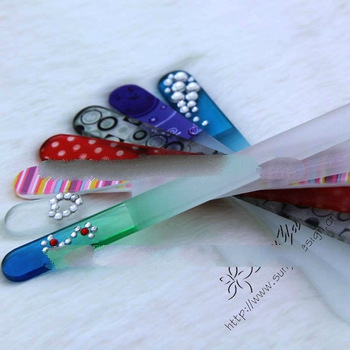 Colorful glass nail file with rhinestones