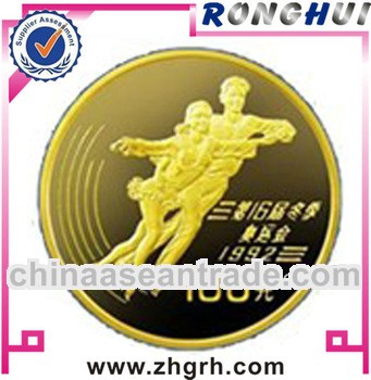 Couples skating gold commemorative coin supplier/maker/manufactory/Wholesaler