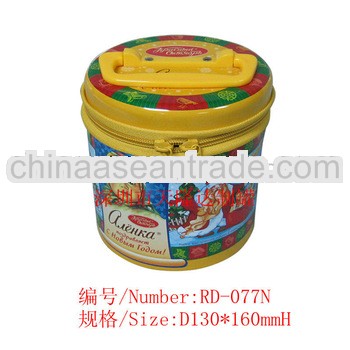 Custom printed round tin can for packing loose tea