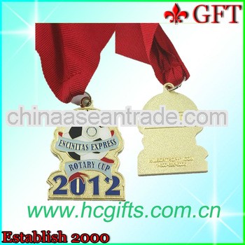 Custom red ribbon and football sports medallions