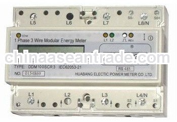 DDM100SCR3 Single-phase Three-wire Electronic DIN-rail Active Energy Meter with RS-485 Communication