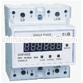 DDM100SE Single-phase Two-wire Electronic DIN-rail Active Energy Meter (4-Pole, LED Display)