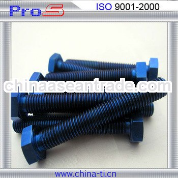 DIN933 GR5 M8X60 blue anodized titanium bolt in bicycle