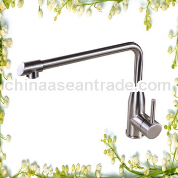 Deck mounted stainless steel gooseneck kitchen faucet