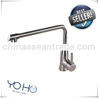 Deck mounted stainless steel water saving kitchen sink faucet