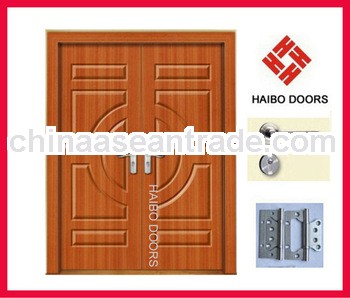 Double leaf Interior wooden PVC MDF Doors for rooms, hotels (HB-8216)