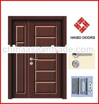 Double leaf house decorative Veneer solid wooden door for rooms (HB-206)