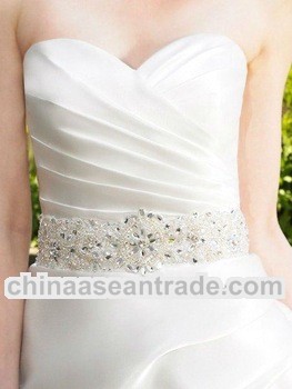 Elegant Designer Beaded Satin Belts and Sashes with Beadwork Embellishment for DIY Bridal Dress