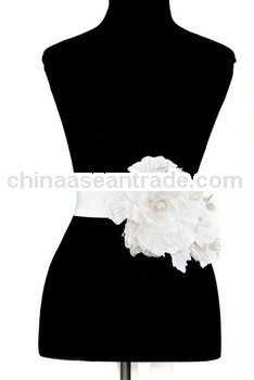 Elegant Designer Two Pin Extended Flower Taffeta Bridal Belt and Sash for DIY Wedding Dress