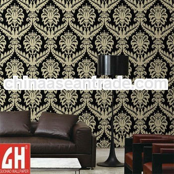 Elegant wall paper pvc wallpaper damask for living walls