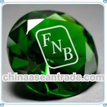 Engraved Green Crystal Diamond Paperweight For Souvenir Gifts