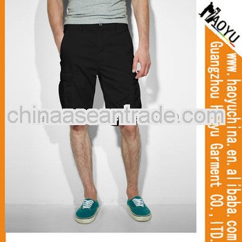 European style straight men denim shorts black twill short cargo jeans (HYMS64)