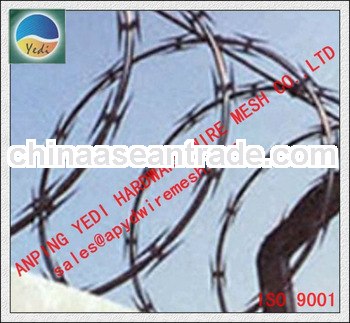 Factory!!!!!!!!!! Single cross razor barbed wire with chain link for industrial site