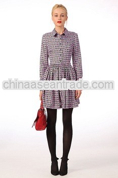 Fashion 2013 autumn and winter women slim print full sleeve one-piece dress