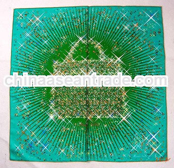 Fashion brand red lady bag pattern square green scarf