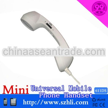 Fashional rubber coating radiation proof handset with clear voice for mobile phones 611DS