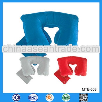 Flocked inflatable travel neck pillow