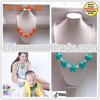 Food-safe Fabulous Autism Baby Teething Chewing Bead Nursing Jewelry Mom Fashion Silicone Chew Neckl