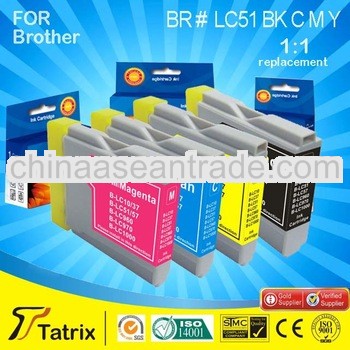 For BROTHER LC51 BK C M Y, Compatible LC51 BK C M Y ink Cartridge for Brother LC51BK C M Y , With 2 