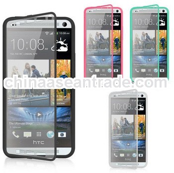 For HTC One M7 TPU Wrap Up Phone Case Cover with Built In Screen Protector