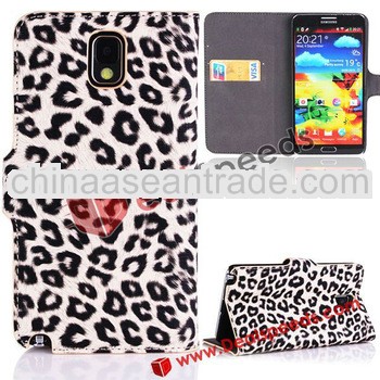 For Samsung Galaxy Note 3 Leather Case! #NOTE3-3005B#Leopard Wallet Stand Leather Case for Samsung G