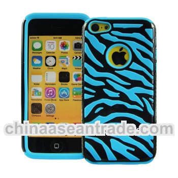 For iphone5C zebra hybrid case, silicon pc case. shockproof case