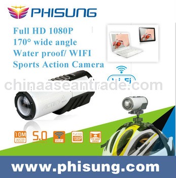Full HD 1080P 5.0 CMOS sensor 170 degree wide view Sports Camera WIFI