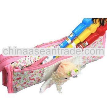 Girl's polyester pencil case with doll